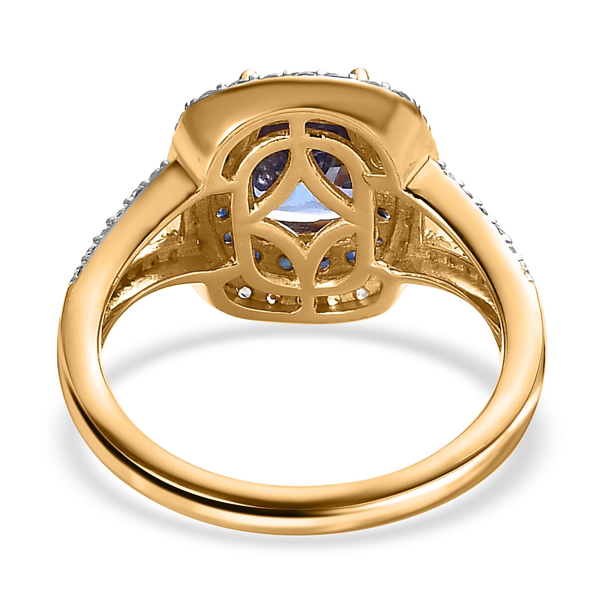 Tanzanite and Multi Gemstone Split Shank Ring in Vermeil Yellow Gold Over Sterling Silver (Size 6.0) 2.40 ctw image number 4