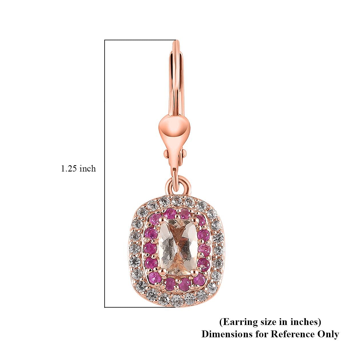 Premium Marropino Morganite and Multi Gemstone Lever Back Earrings in Vermeil Rose Gold Over Sterling Silver 2.40 ctw image number 4