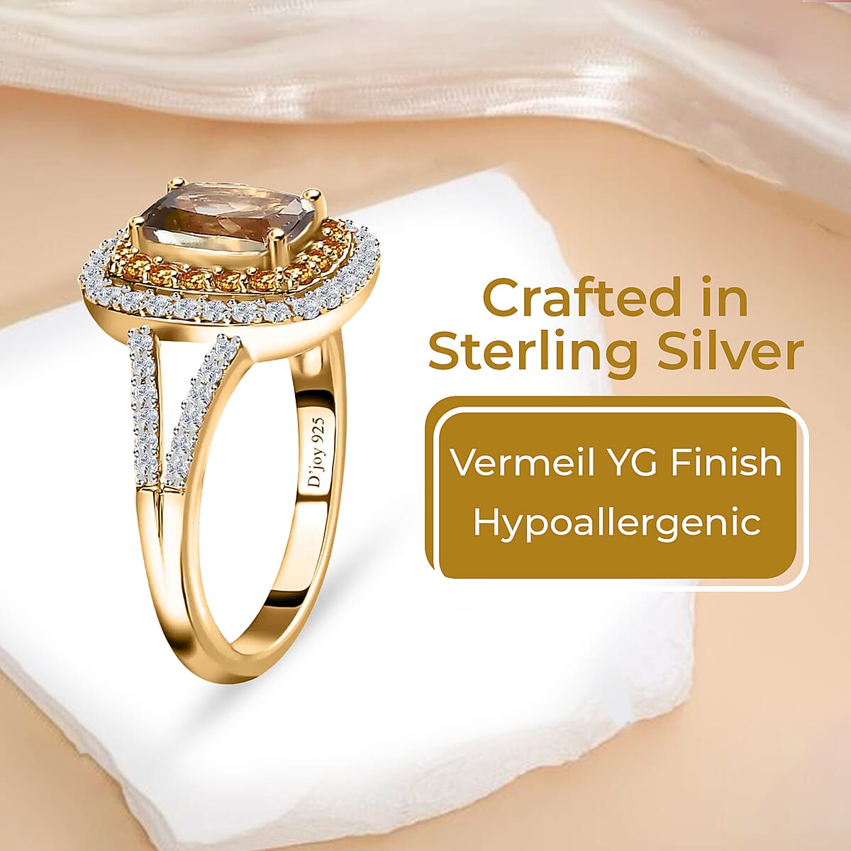 Premium Turkizite Ring , Multi Gemstone Ring , Turkizite Halo Ring , Split Shank Ring , Vermeil Yellow Gold Over Sterling Silver Ring 2.85 ctw image number 3