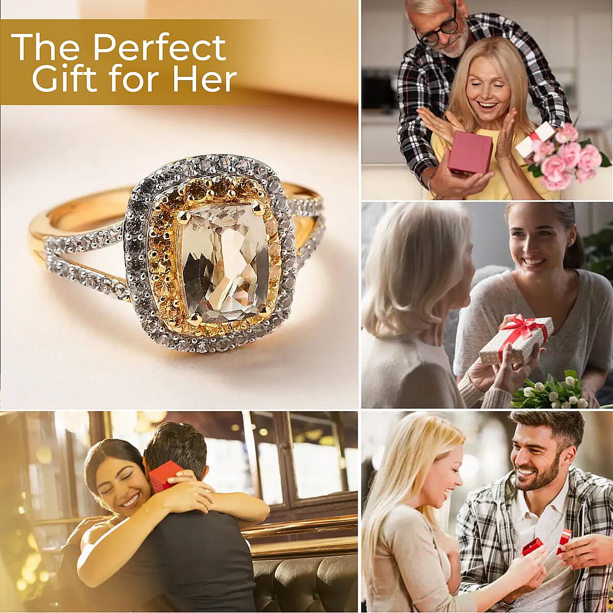 Premium Turkizite Ring , Multi Gemstone Ring , Turkizite Halo Ring , Split Shank Ring , Vermeil Yellow Gold Over Sterling Silver Ring 2.85 ctw image number 4