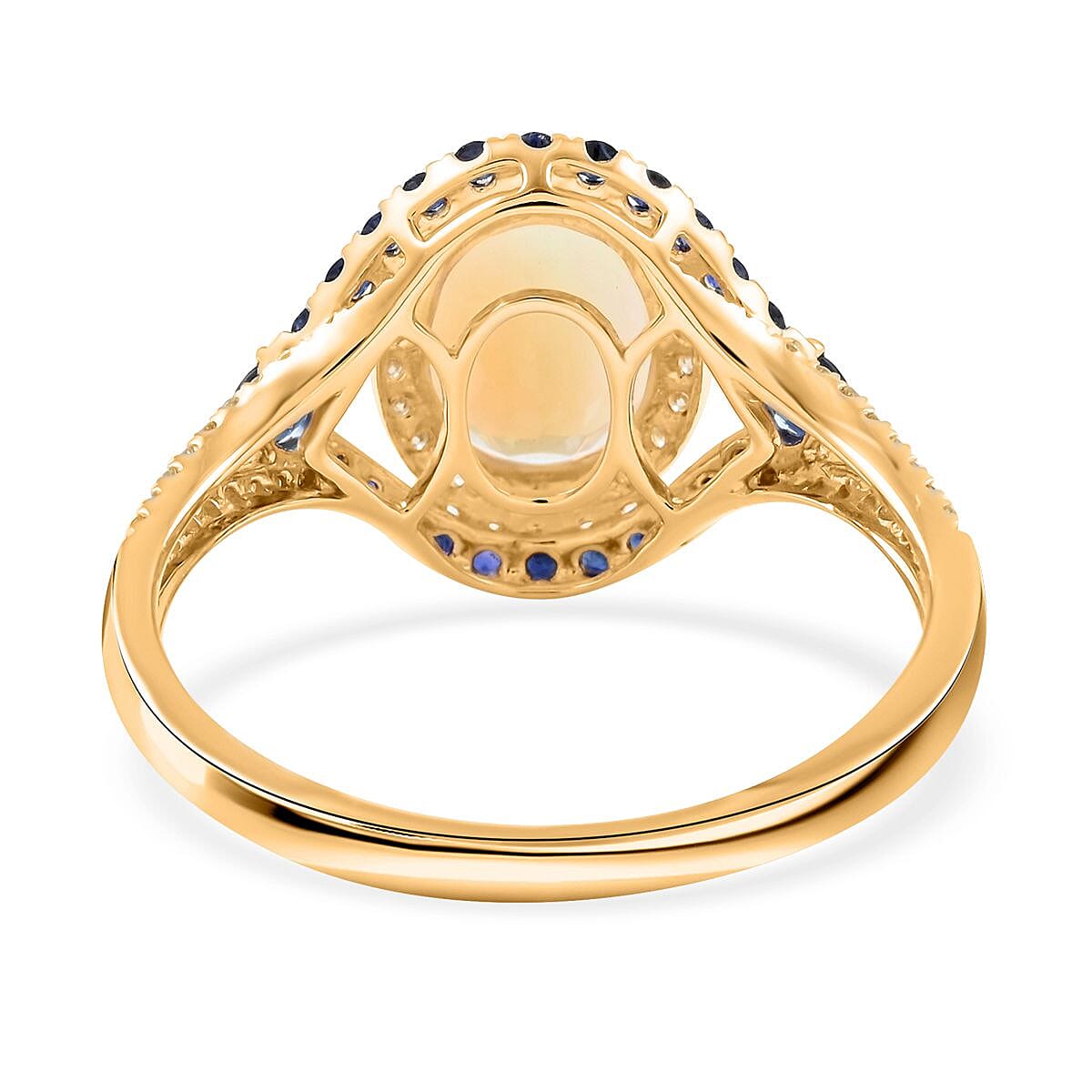 Ankur Treasure Chest Modani 14K Yellow Gold Ethiopian Welo Opal, Blue Sapphire, Natural Yellow Diamond SI Ring, Promise Rings (Size 6.0) 1.70 ctw image number 4