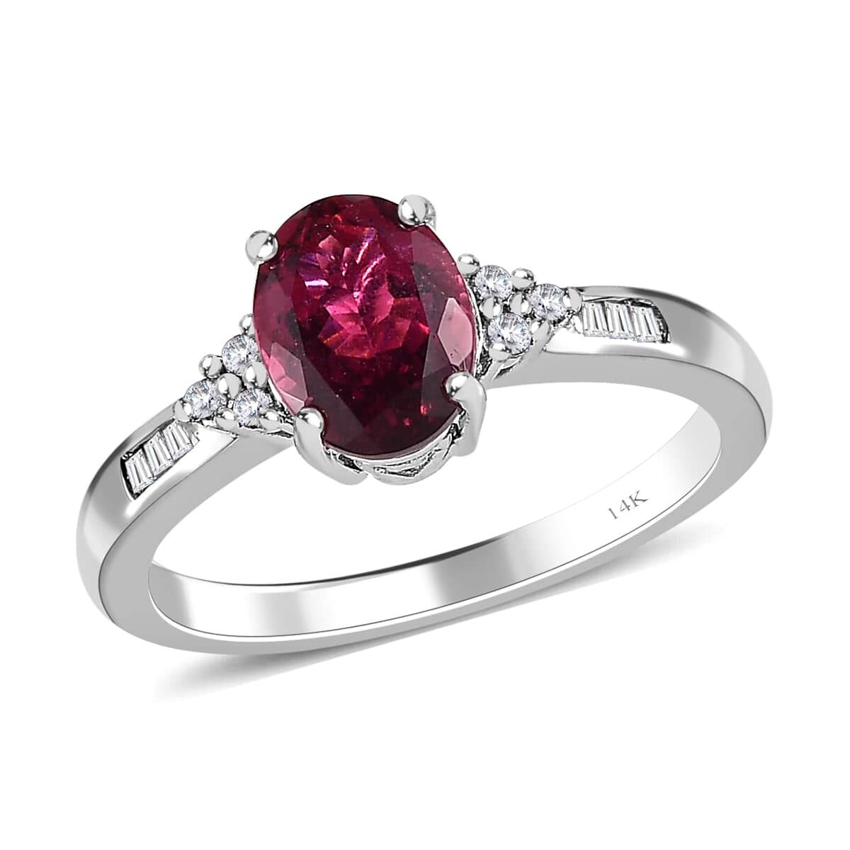 TLV Luxoro 14K White Gold AAA Ouro Fino Rubellite, Diamond (G-H, I3) Ring (Size 10.0) 1.60 ctw image number 0