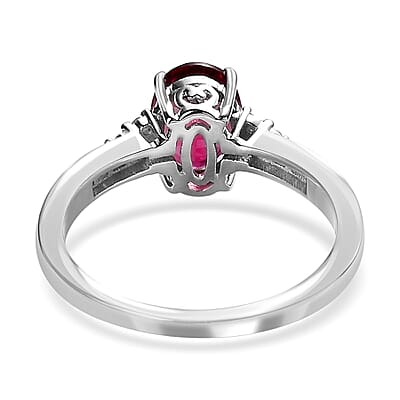 Luxoro 14K White Gold AAA Ouro Fino Rubellite and G-H I3 Diamond Ring (Size 10.0) 1.20 ctw