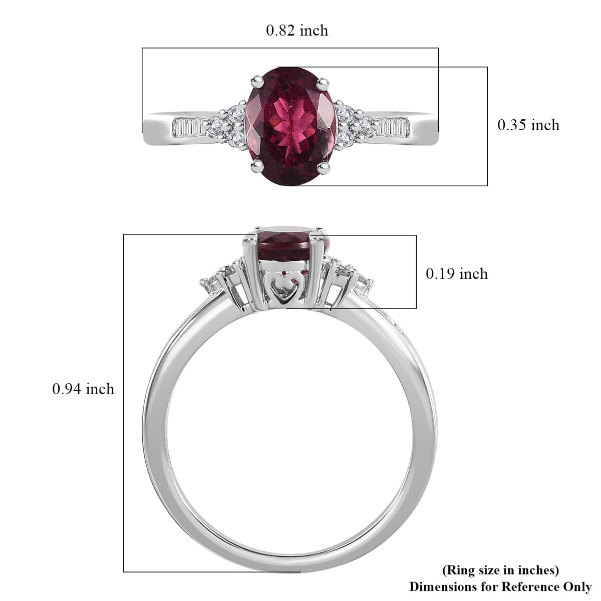 TLV Luxoro 14K White Gold AAA Ouro Fino Rubellite, Diamond (G-H, I3) Ring (Size 10.0) 1.60 ctw image number 5