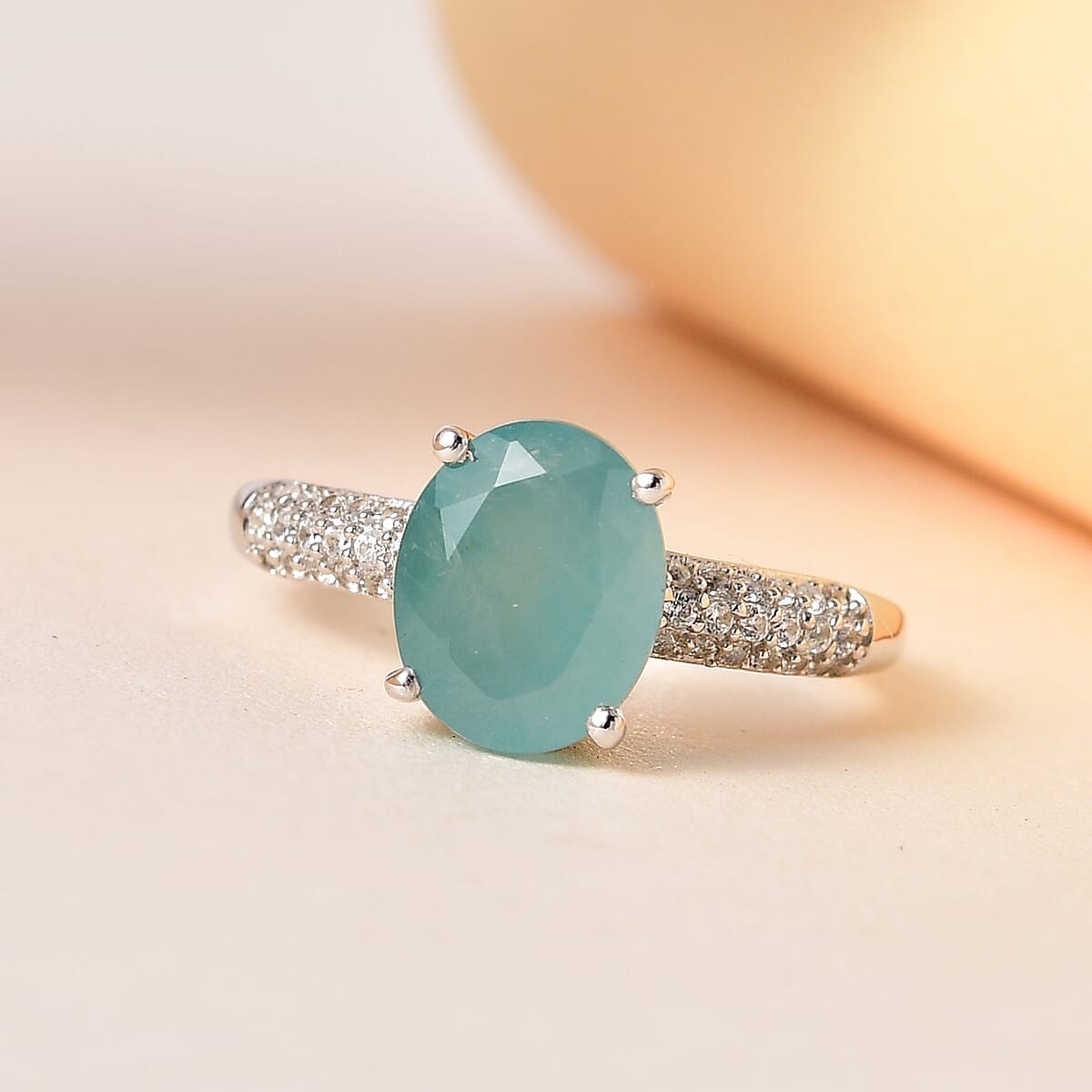 Premium Grandidierite and White Zircon Ring in Platinum Over Sterling Silver (Size 9.0) 3.15 ctw image number 1