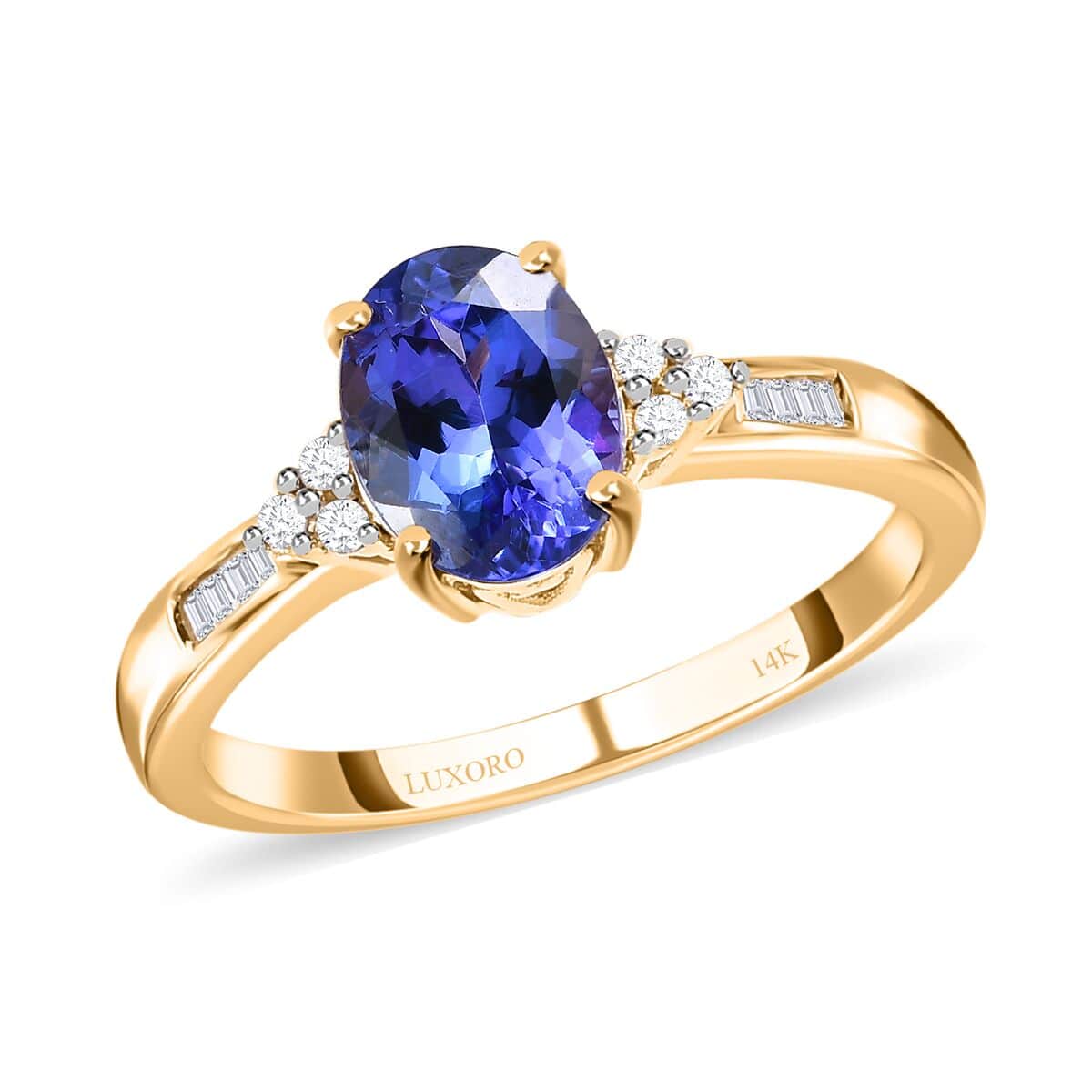 Luxoro 14K Yellow Gold AAA Tanzanite and G-H I3 Diamond Ring (Size 6.0) 1.35 ctw image number 0