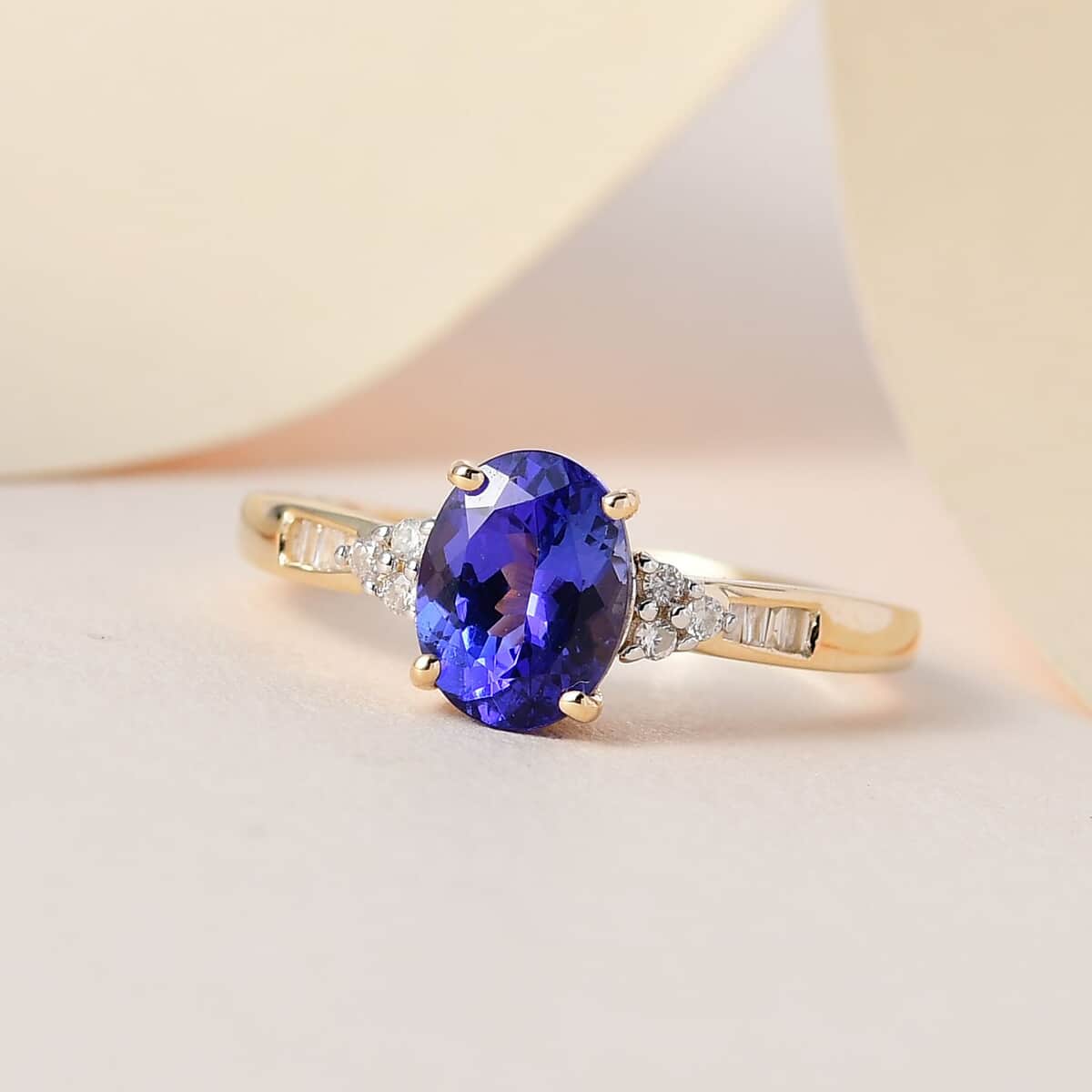 Luxoro 14K Yellow Gold AAA Tanzanite and G-H I3 Diamond Ring (Size 6.0) 1.35 ctw image number 1