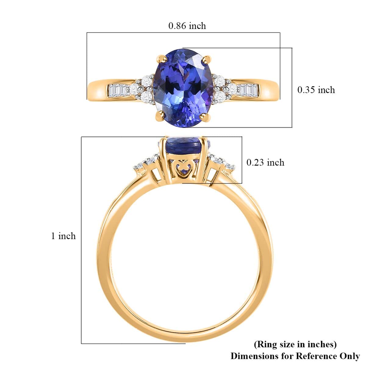 Luxoro 14K Yellow Gold AAA Tanzanite and G-H I3 Diamond Ring (Size 6.0) 1.35 ctw image number 5