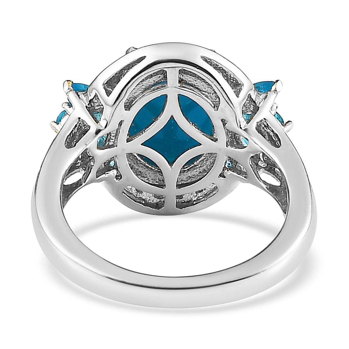 Premium Sleeping Beauty Turquoise and Malgache Neon Apatite Ring in Vermeil YG and Platinum Over Sterling Silver (Size 10.0) 3.00 ctw