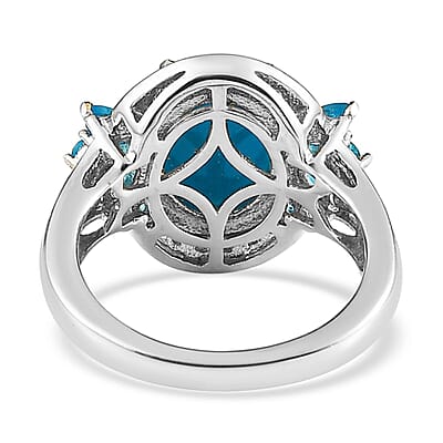 Premium Sleeping Beauty Turquoise and Malgache Neon Apatite Ring in Vermeil YG and Platinum Over Sterling Silver (Size 10.0) 3.00 ctw