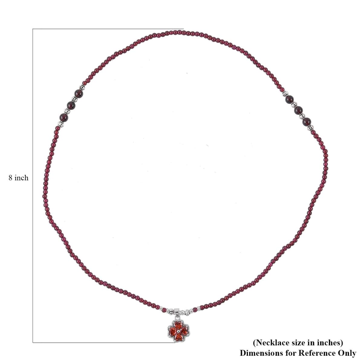 Simulated Orange Sapphire and Glass Pendant with Mozambique Garnet Beaded Necklace 20 Inches in Silvertone 52.60 ctw image number 6