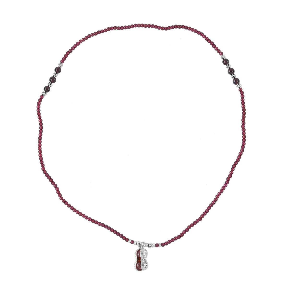 Simulated Orange Sapphire and Glass Pendant with Mozambique Garnet Beaded Necklace 20 Inches in Silvertone 52.60 ctw image number 0