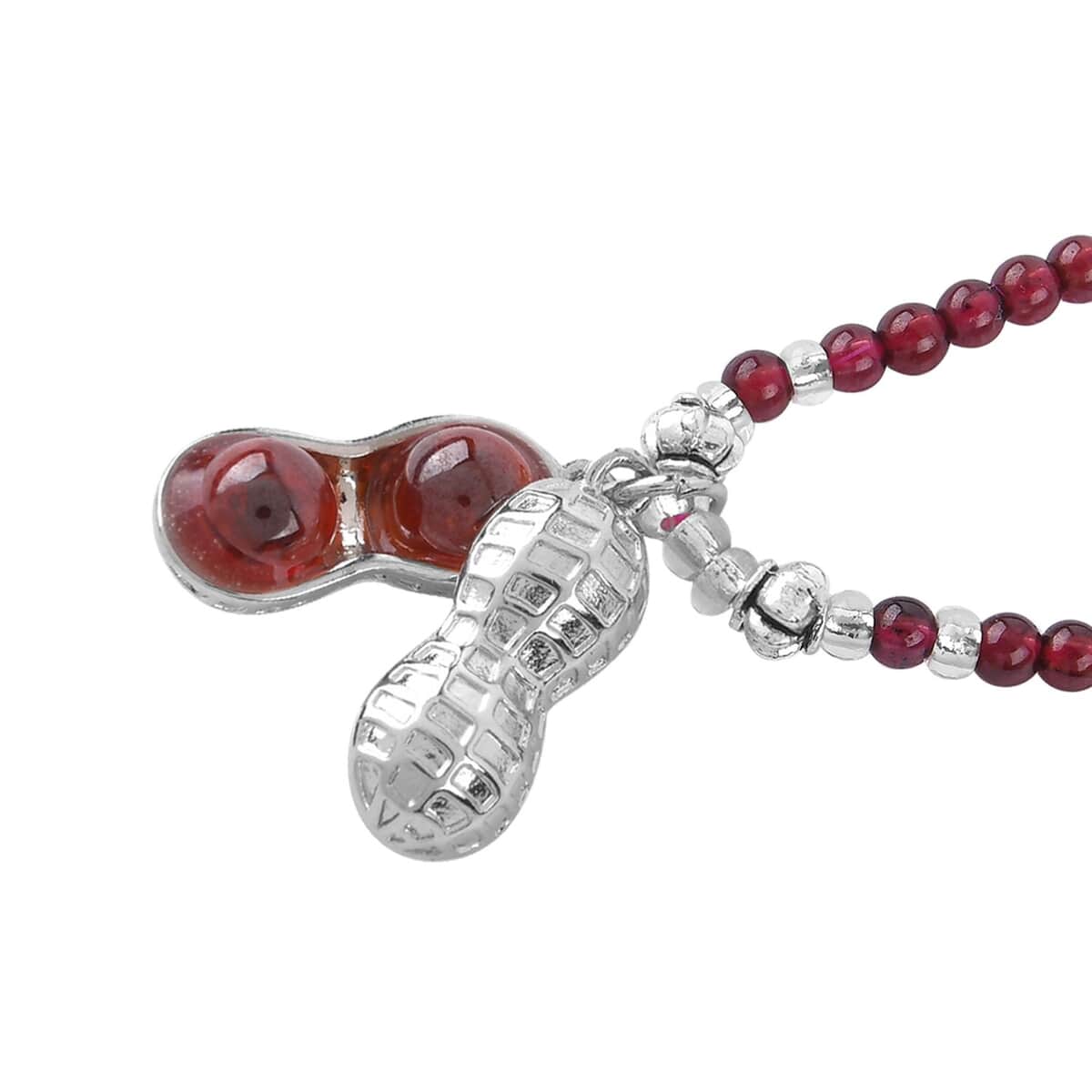 Simulated Orange Sapphire and Glass Pendant with Mozambique Garnet Beaded Necklace 20 Inches in Silvertone 52.60 ctw image number 3