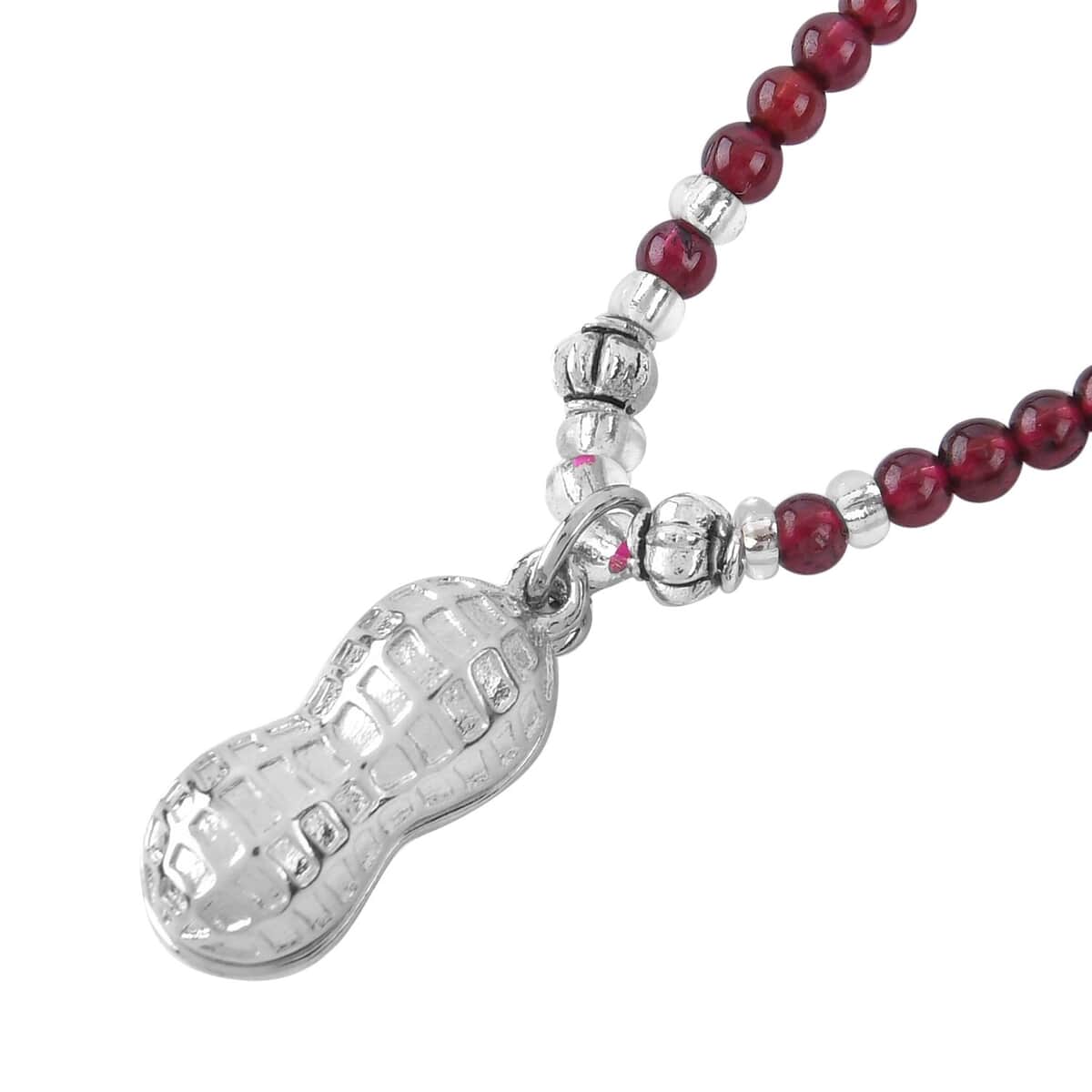 Simulated Orange Sapphire and Glass Pendant with Mozambique Garnet Beaded Necklace 20 Inches in Silvertone 52.60 ctw image number 4