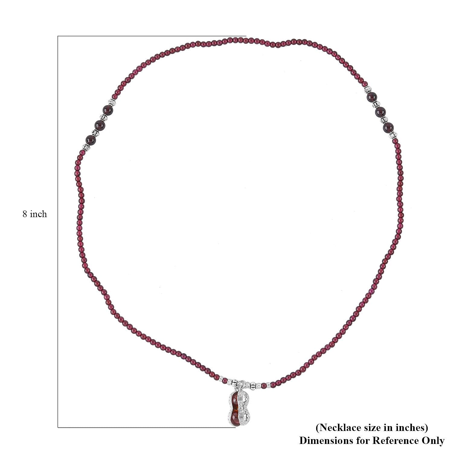 Simulated Sapphire and Glass Pendant with Mozambique Garnet Beaded Necklace 20 Inches in Silvertone 52.60 ctw