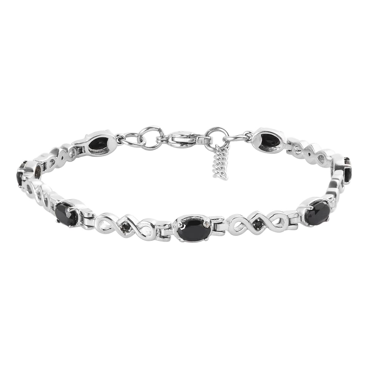 Thai Black Spinel Bracelet in Stainless Steel (7.25-8In) 3.00 ctw , Tarnish-Free, Waterproof, Sweat Proof Jewelry image number 0