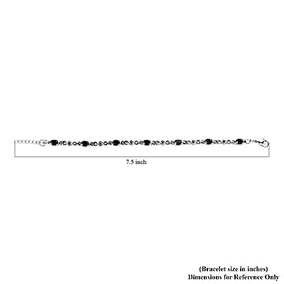 Thai Black Spinel Bracelet in Stainless Steel (7.25-8In) 3.00 ctw , Tarnish-Free, Waterproof, Sweat Proof Jewelry