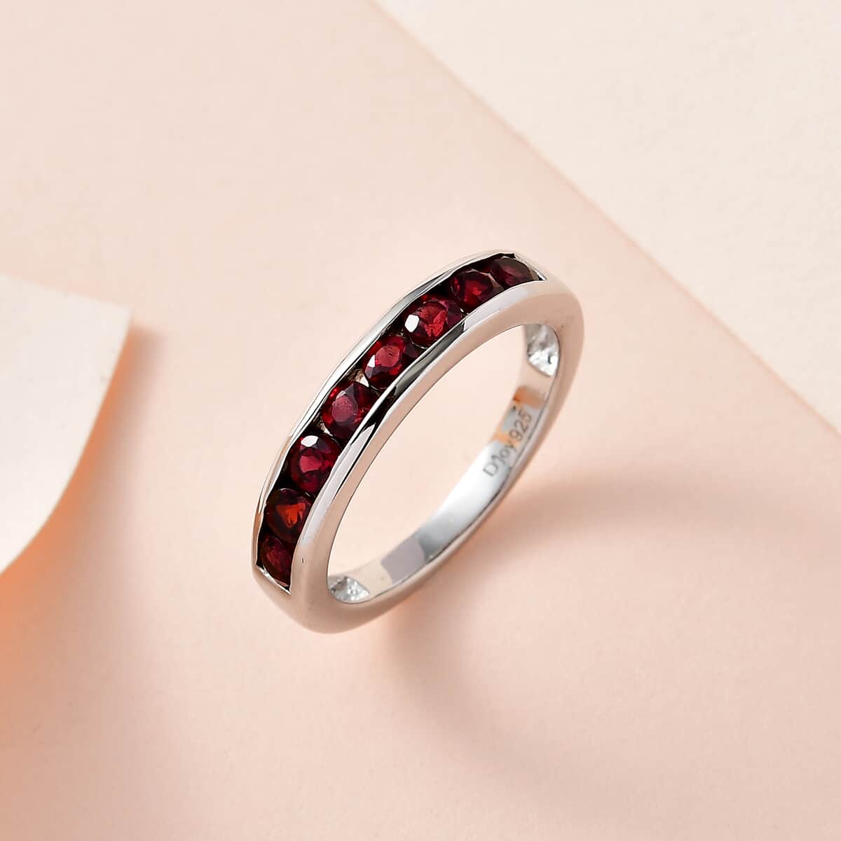 Premium Anthill Garnet Half Eternity Band Ring in Platinum Over Sterling Silver 0.85 ctw image number 1