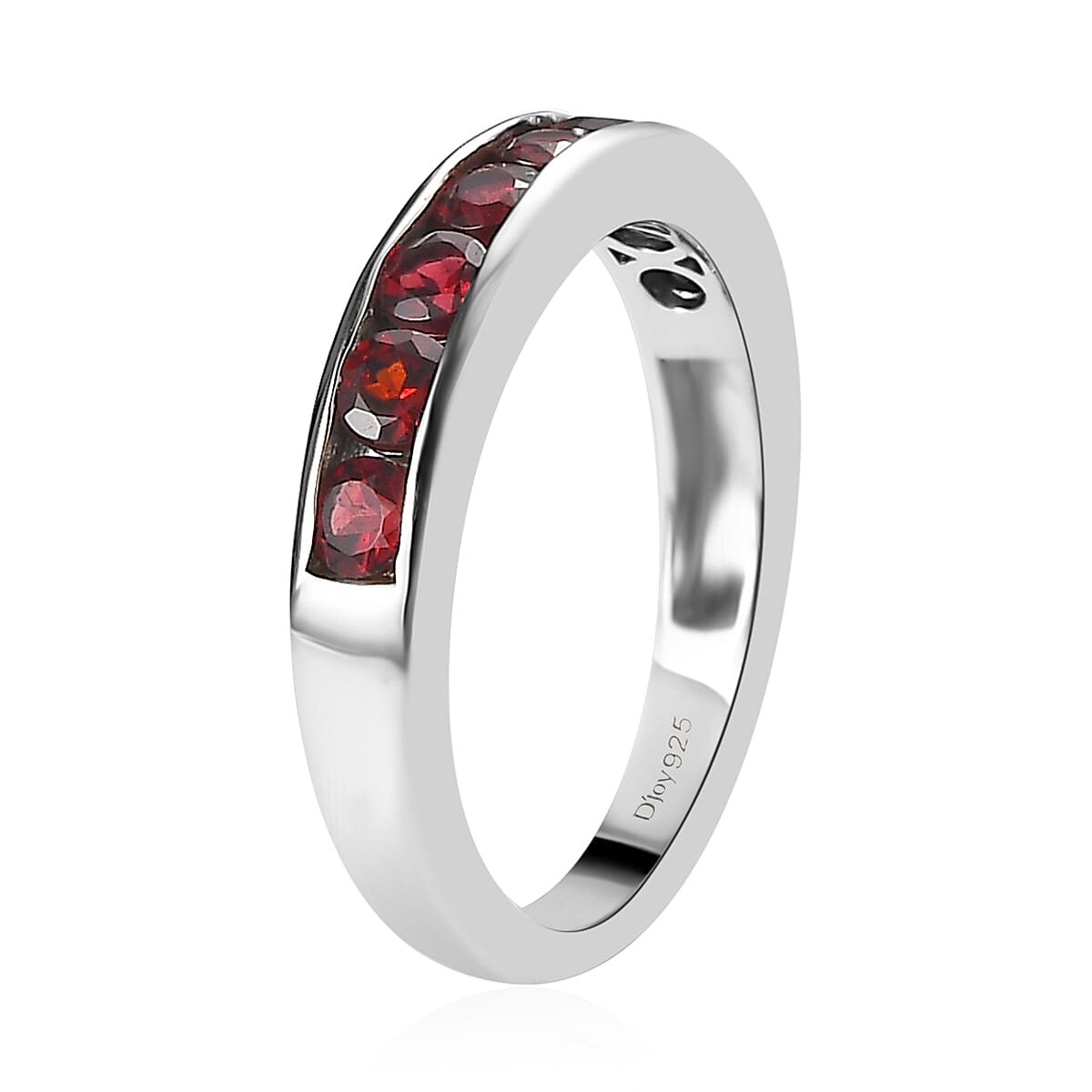 Premium Anthill Garnet Half Eternity Band Ring in Platinum Over Sterling Silver (Size 5.0) 0.85 ctw image number 3