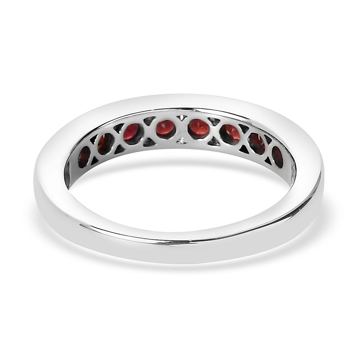 Premium Anthill Garnet Half Eternity Band Ring in Platinum Over Sterling Silver (Size 5.0) 0.85 ctw image number 4