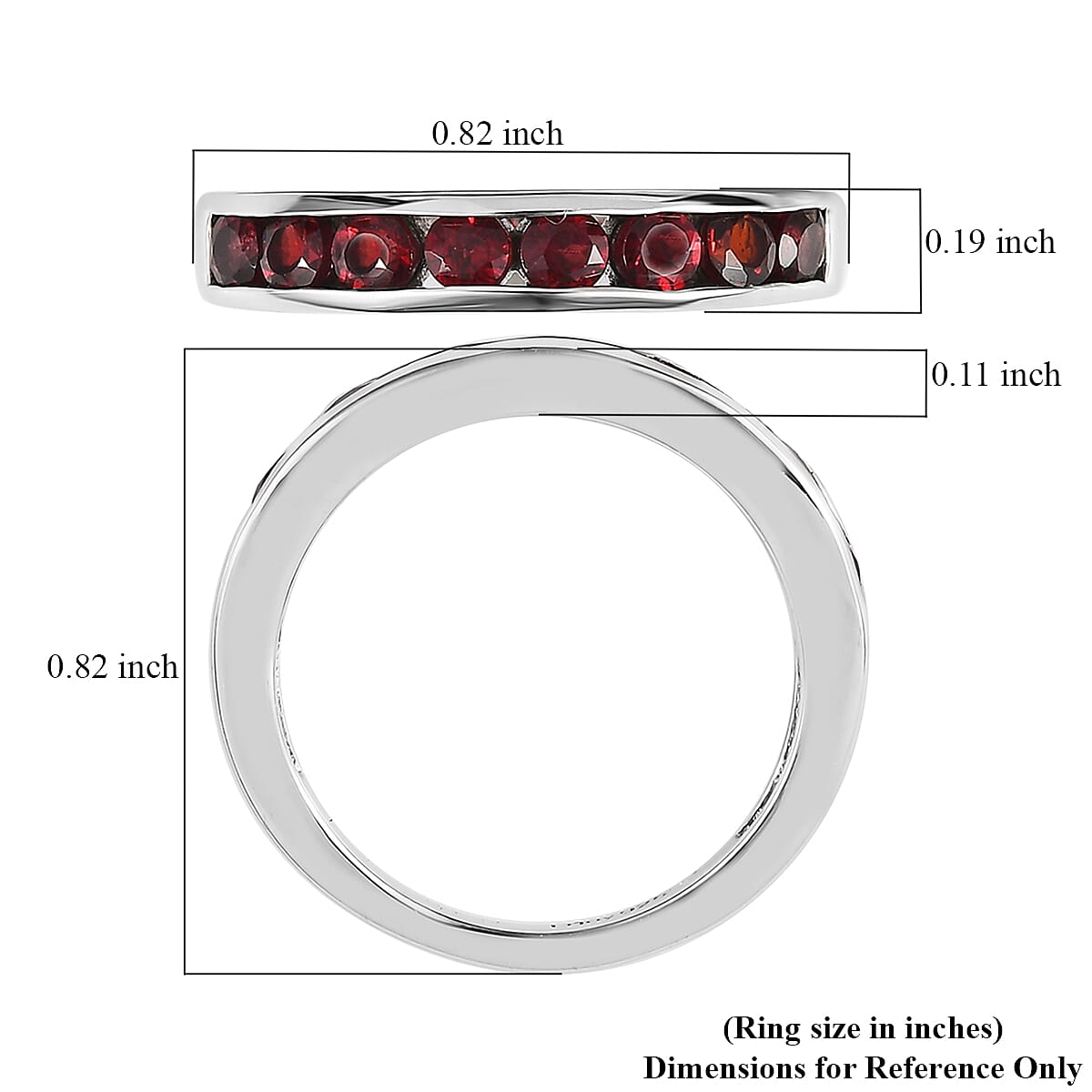 Premium Anthill Garnet Half Eternity Band Ring in Platinum Over Sterling Silver (Size 5.0) 0.85 ctw image number 5
