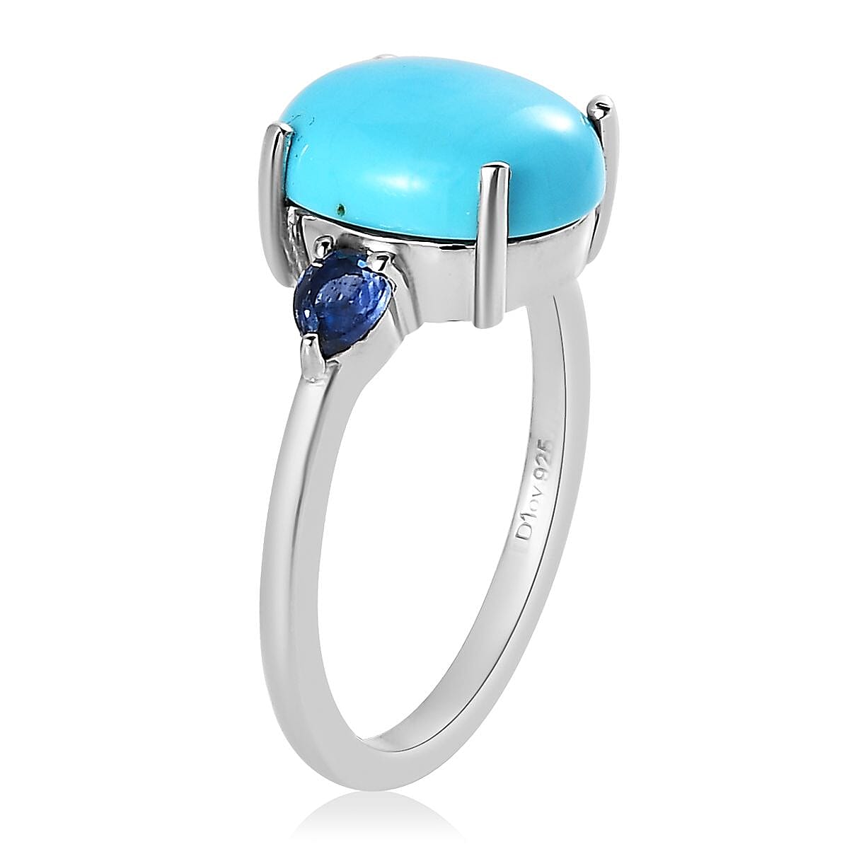 Premium Sleeping Beauty Turquoise and Ceylon Blue Sapphire Ring in Platinum Over Sterling Silver (Size 8.0) 3.40 ctw image number 3