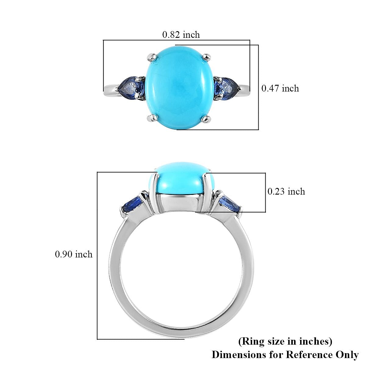 Premium Sleeping Beauty Turquoise and Ceylon Blue Sapphire Ring in Platinum Over Sterling Silver (Size 8.0) 3.40 ctw image number 5