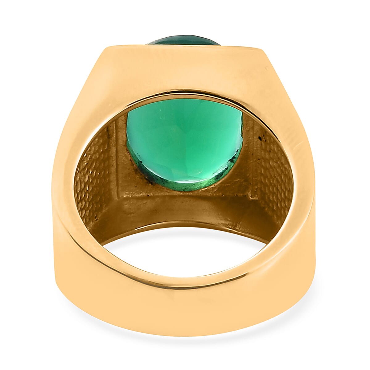 Verde Onyx 9.65 ctw Men's Ring in ION Plated YG Stainless Steel (Size 9.0) | Tarnish-Free, Waterproof, Sweat Proof Jewelry image number 4