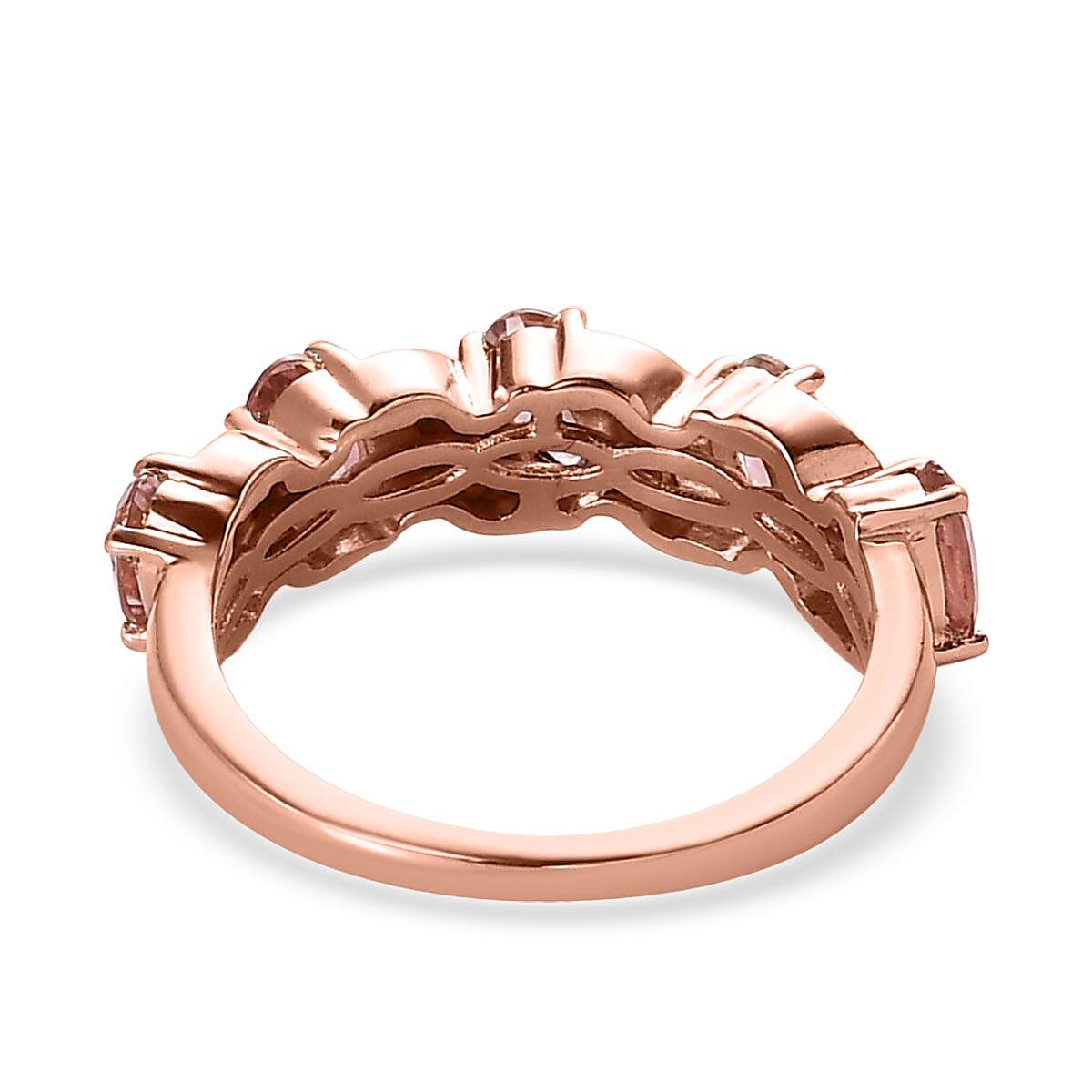 Premium Blush Tourmaline and White Zircon Ring in Vermeil Rose Gold Over Sterling Silver (Size 10.0) 1.15 ctw