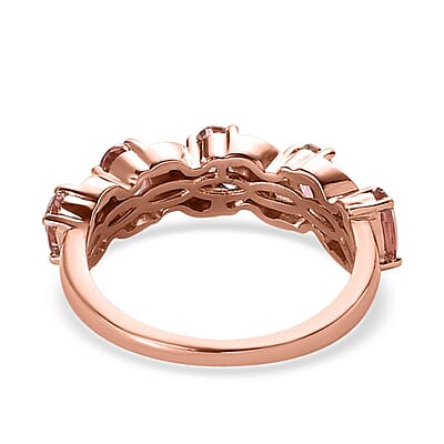Premium Blush Tourmaline and White Zircon Ring in Vermeil Rose Gold Over Sterling Silver (Size 10.0) 1.15 ctw
