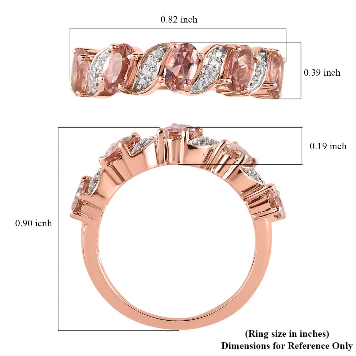 Premium Blush Tourmaline and White Zircon Ring in Vermeil Rose Gold Over Sterling Silver 1.15 ctw image number 5