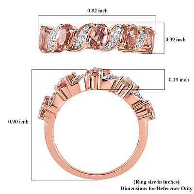 Premium Blush Tourmaline and White Zircon Ring in Vermeil Rose Gold Over Sterling Silver (Size 10.0) 1.15 ctw