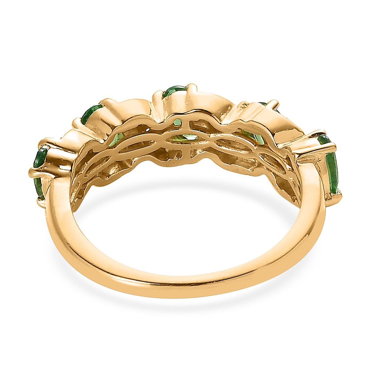 Premium Tsavorite Garnet and White Zircon Ring in Vermeil Yellow Gold Over Sterling Silver 1.15 ctw image number 4