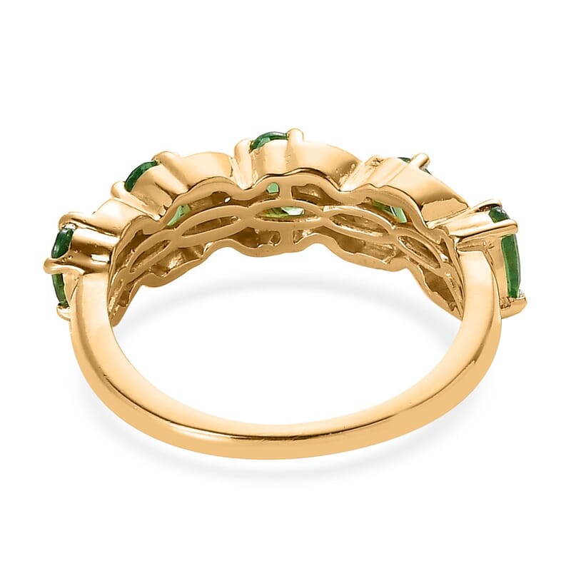 Premium Tsavorite Garnet and White Zircon Ring in Vermeil Yellow Gold Over Sterling Silver (Size 10.0) 1.15 ctw
