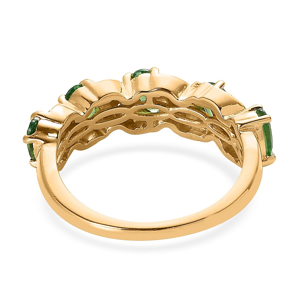 Premium Tsavorite Garnet and White Zircon Ring in Vermeil Yellow Gold Over Sterling Silver (Size 5.0) 1.15 ctw image number 4