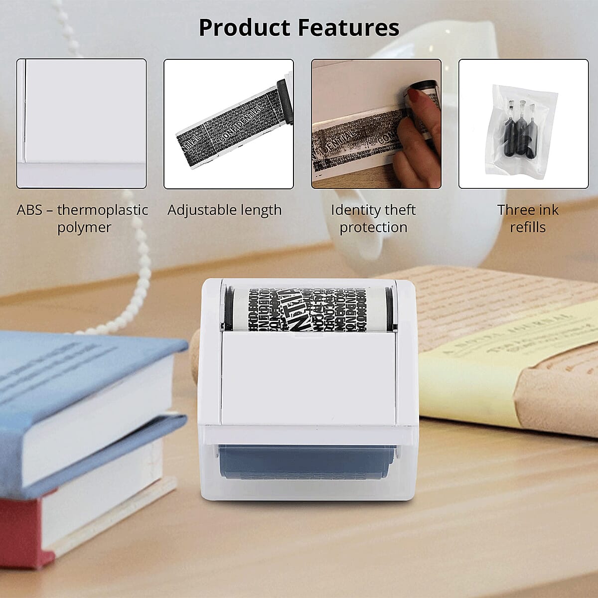 Closeout Total Vision Identity Theft Protection Roller Stamp -White image number 1