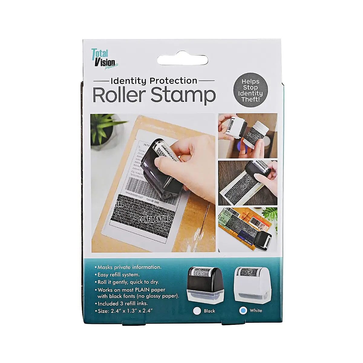 Closeout Total Vision Identity Theft Protection Roller Stamp -White image number 6