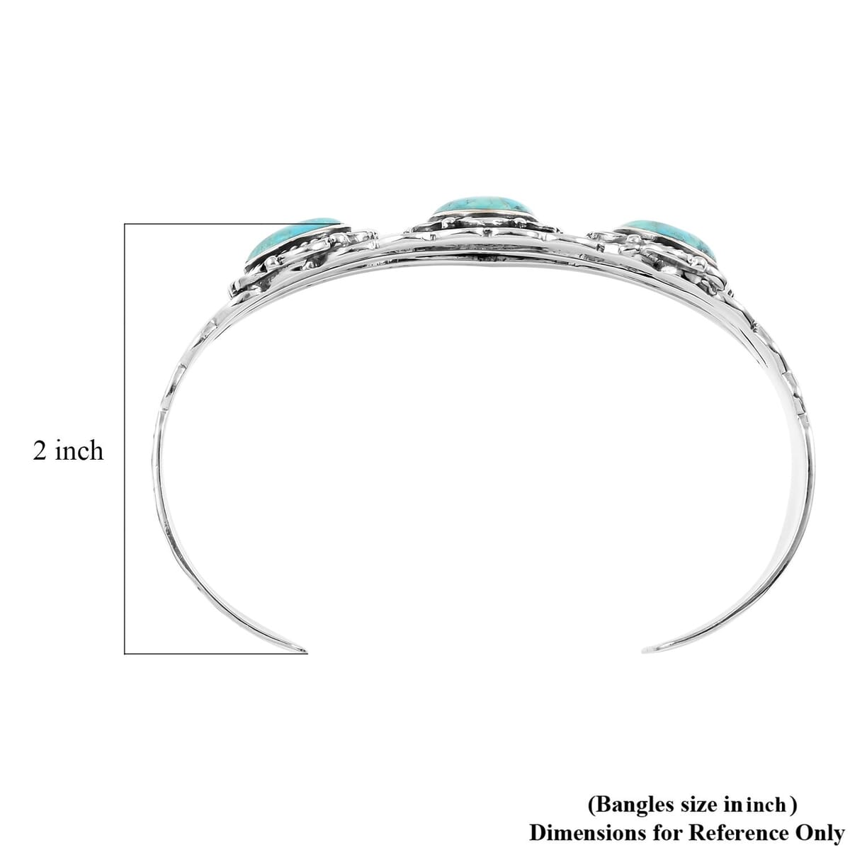 Santa Fe Style Kingman Turquoise Cuff Bracelet in Sterling Silver (7.00 In) 15.50 ctw image number 3