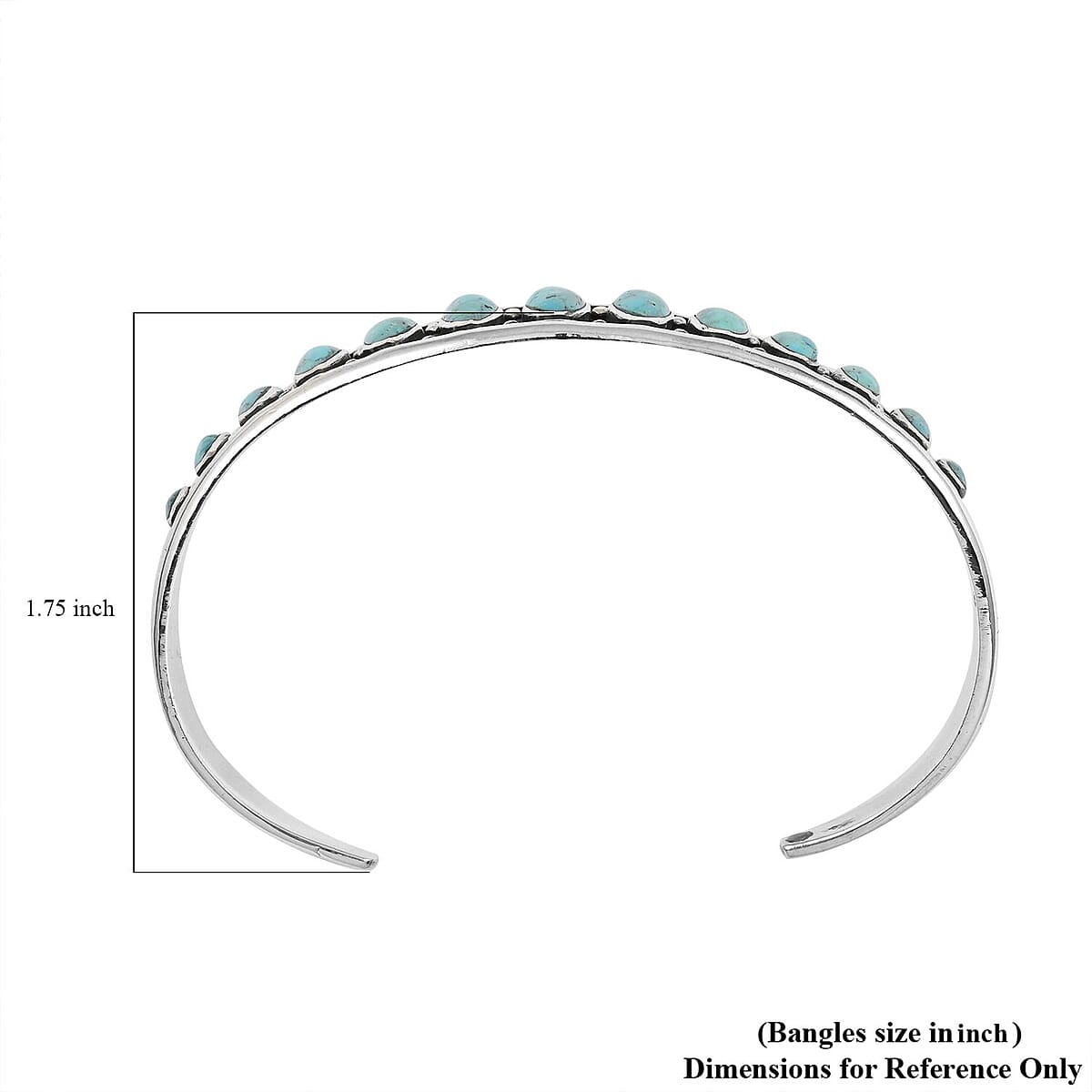 Santa Fe Style Kingman Turquoise Cuff Bracelet in Sterling Silver (6.50 In) 16.25 ctw image number 3