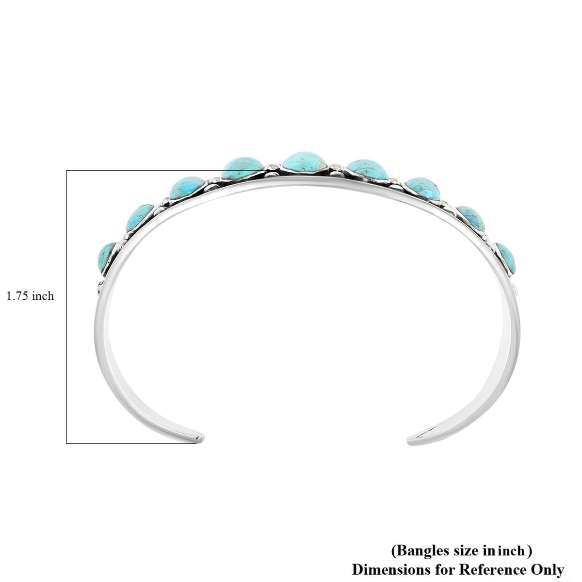 Santa Fe Style Kingman Turquoise Cuff Bracelet in Sterling Silver (7.00 In) 22.25 ctw image number 3