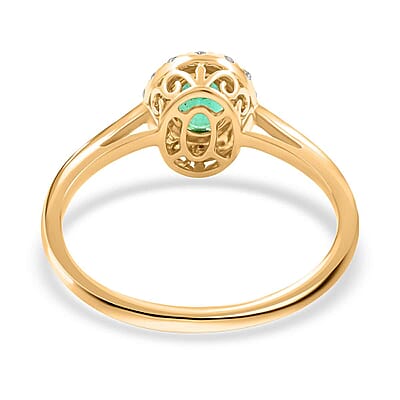 Certified & Appraised Luxoro AAA Kagem Zambian Emerald and G-H I2 Diamond 1.05 ctw Ring in 14K Yellow Gold (Size 10.0) (Ships. in 10-15 Days)