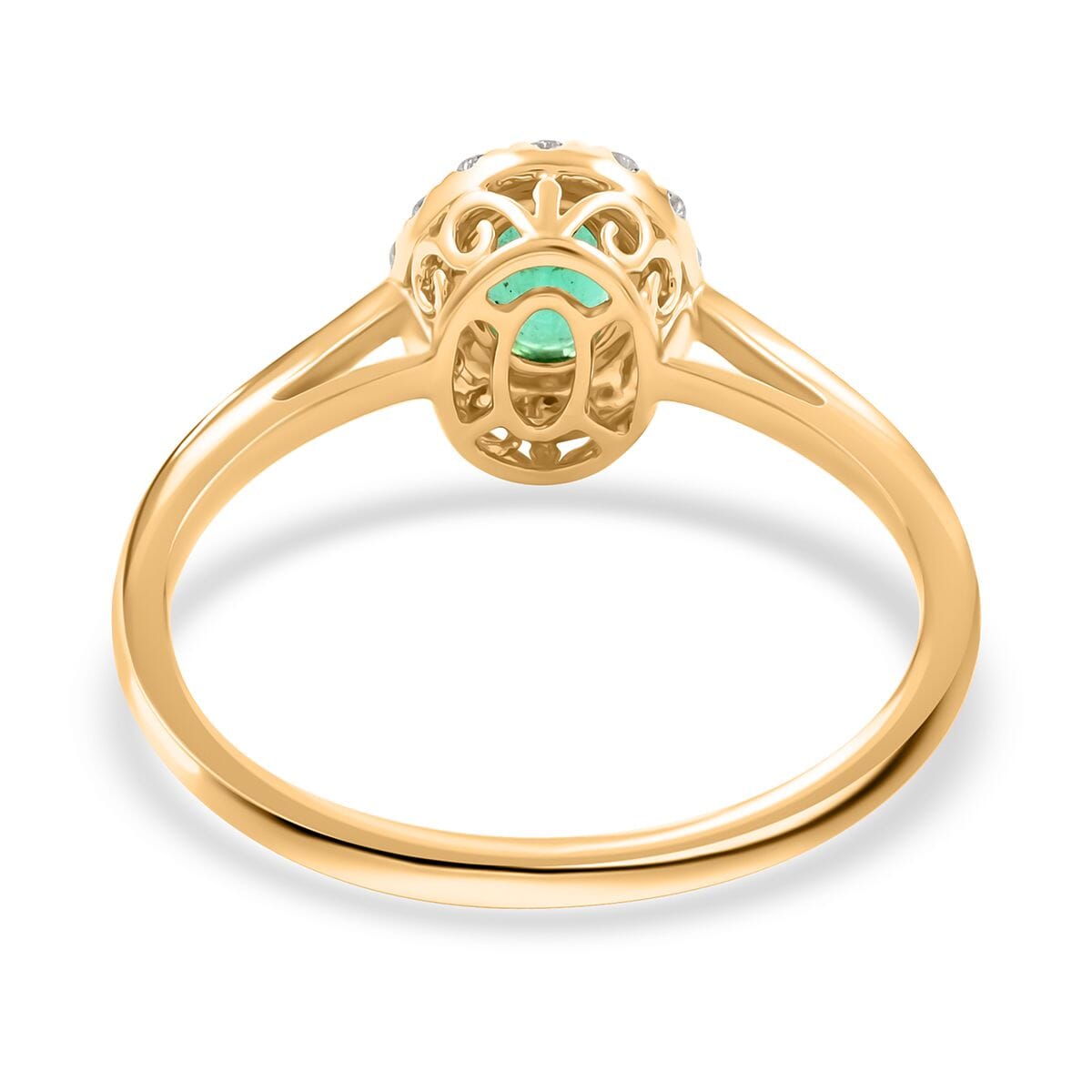 Certified & Appraised Luxoro AAA Kagem Zambian Emerald and G-H I2 Diamond 1.05 ctw Ring in 14K Yellow Gold (Size 8.0) (Del. in 10-15 Days)  image number 4