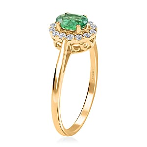 Certified & Appraised Luxoro AAA Kagem Zambian Emerald and G-H I2 Diamond 1.05 ctw Ring in 14K Yellow Gold (Size 9.0)