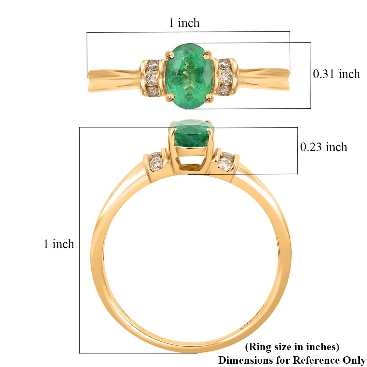 Certified Luxoro 14K Yellow Gold AAA Kagem Zambian Emerald and G-H I2 Diamond Ring (Size 10.0) 1.00 ctw image number 5