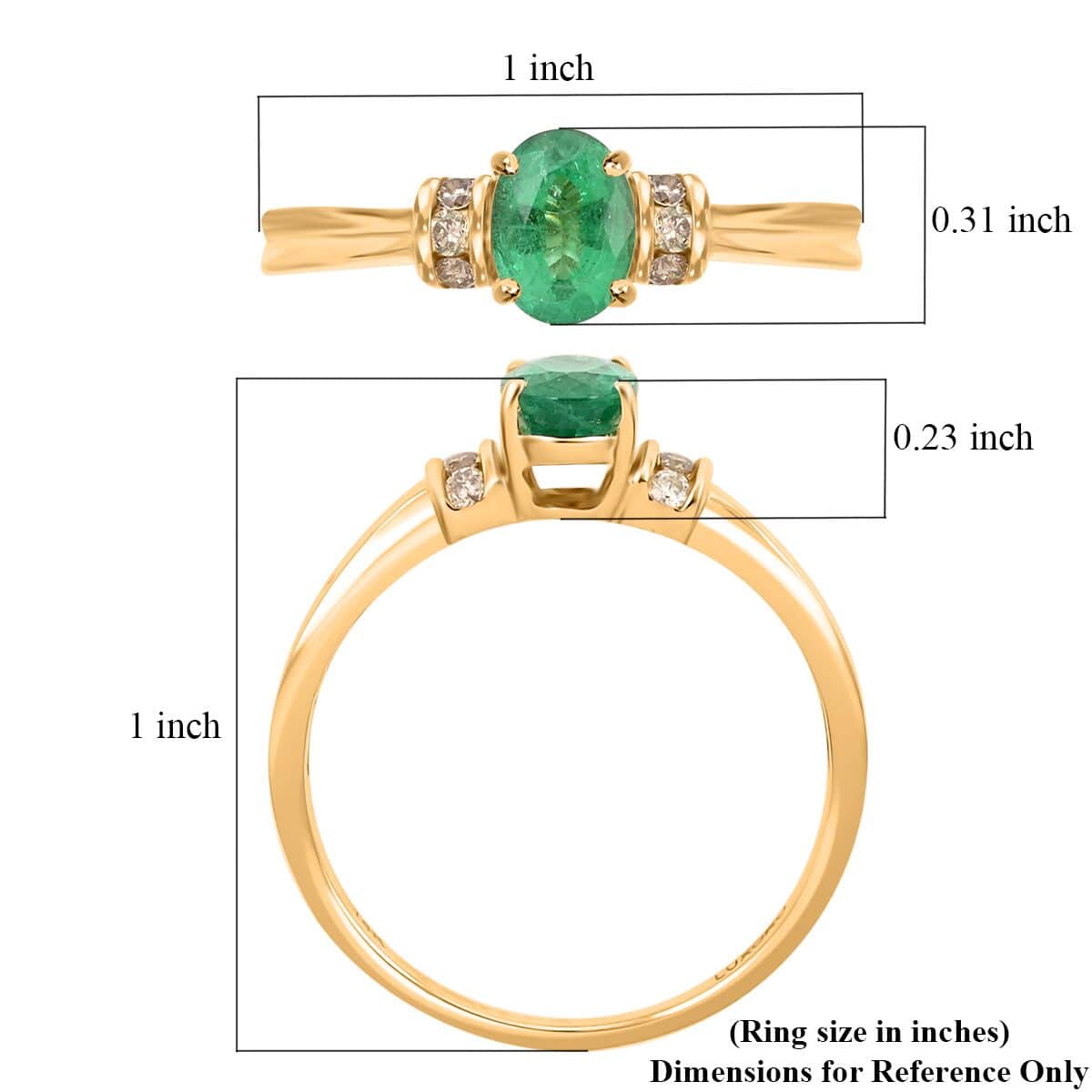 Certified & Appraised Luxoro AAA Kagem Zambian Emerald and G-H I2 Diamond 1.00 ctw Ring in 14K Yellow Gold (Size 6.0) image number 5