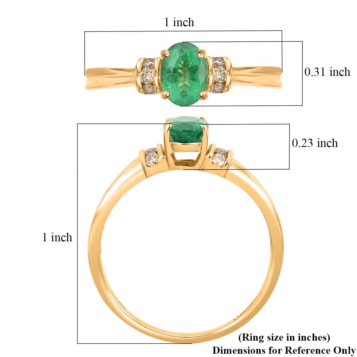 Certified & Appraised Luxoro AAA Kagem Zambian Emerald and G-H I2 Diamond 1.00 ctw Ring in 14K Yellow Gold (Size 8.0) image number 5