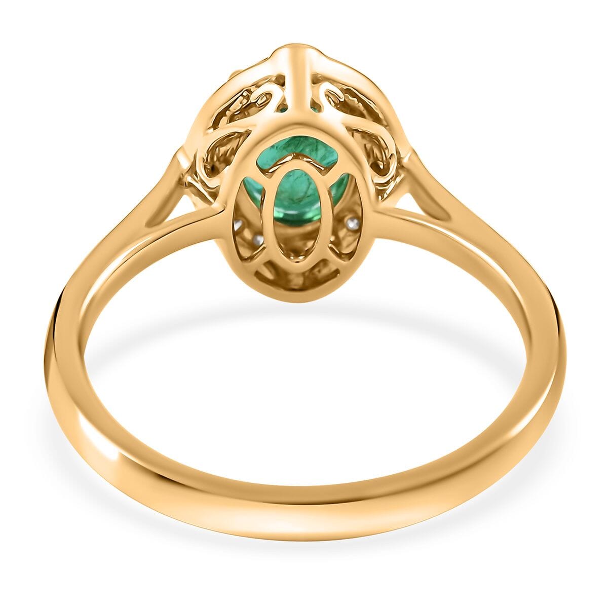 Certified Luxoro 14K Yellow Gold AAA Kagem Zambian Emerald and G-H I2 Diamond Ring 1.35 ctw (Del. in 3-5 Days) image number 1