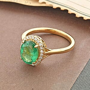 Certified & Appraised Iliana 18K Yellow Gold AAA Kagem Zambian Emerald and G-H SI Diamond Ring (Size 6.0) 2.00 ctw