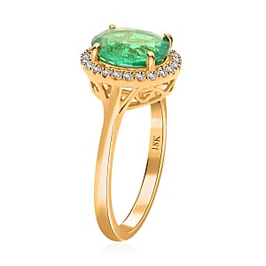 Certified & Appraised Iliana 18K Yellow Gold AAA Kagem Zambian Emerald and G-H SI Diamond Ring (Size 7.0) 2.00 ctw
