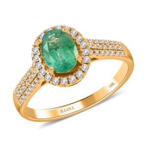 Certified and Appraised Iliana 18K Yellow Gold AAA Kagem Zambian Emerald and G-H SI Diamond Ring (Size 6.0) 2.85 ctw